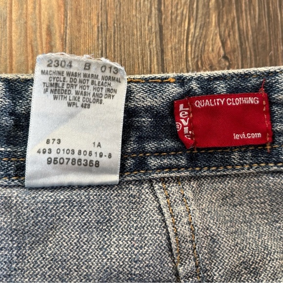 Levis Cavalry Jean Skirt Womens 8 Mis Blue Denim Side Zip Front Slit X Loops - Picture 8 of 10